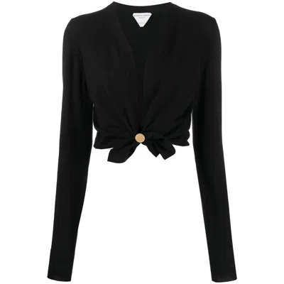 Bottega Veneta Twisted Cropped Cardigan In ["black"]