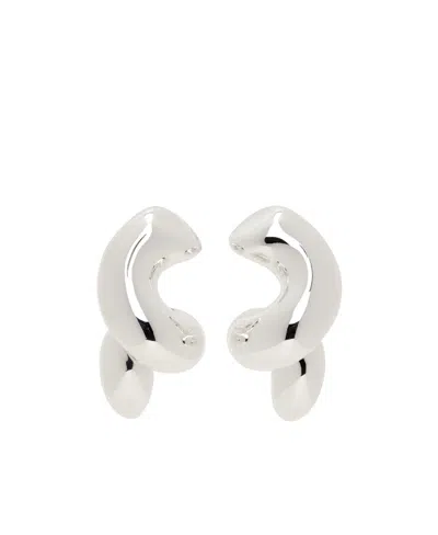 Bottega Veneta Twisted Earrings In White