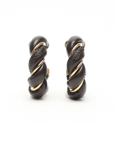 Bottega Veneta Twisted Hoop Earrings In Brown