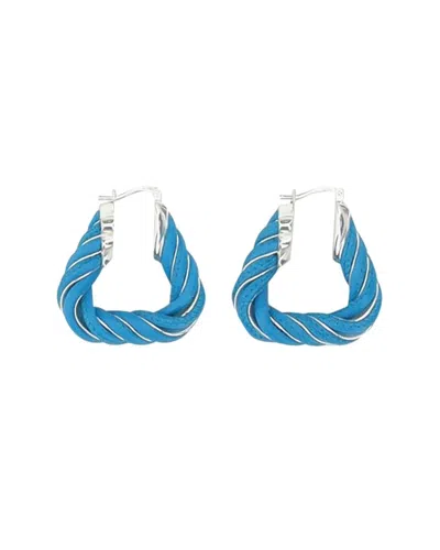 Bottega Veneta Twisted Hoop Earrings In Blue