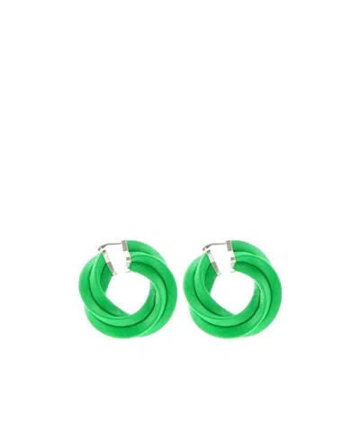 Bottega Veneta Twisted Hoop Earrings In Green