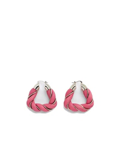 Bottega Veneta Twisted Hoop Earrings In Pink