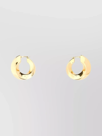 Bottega Veneta Twisted Hoop Earrings With 18k Gold Plating In Cream