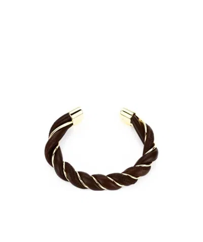 Bottega Veneta Twisted Leather Bracelet In White
