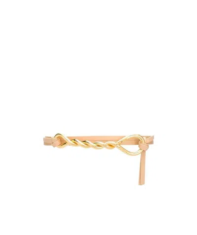 Bottega Veneta Twisted Metal Tie Belt In White
