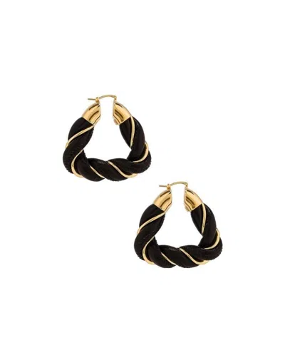 Bottega Veneta Twisted Triangle Hoop Earrings In Black