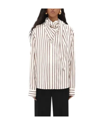 Bottega Veneta Two-color Silk Striped Shirt In White