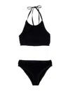 Bottega Veneta Two Piece Costume In Black Machining Mille Pieghe  In Black