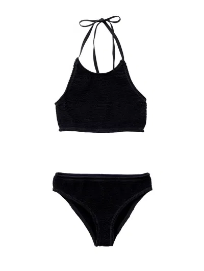 Bottega Veneta Two Piece Costume In Black Machining Mille Pieghe