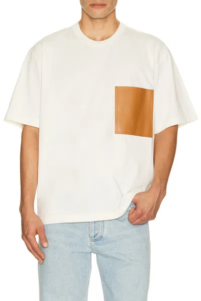 Bottega Veneta Two Ply Cotton Tee Shirt Leather Pocket In White