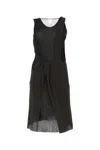 Bottega Veneta Two-tone Cotton Blend Dress In Black
