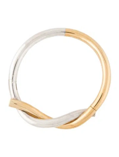 Pre-owned Bottega Veneta Two Tone Kinged Choker Necklace, 17" In Multi