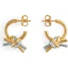 Bottega Veneta Two-tone Knot Hoop Earrings In Gold