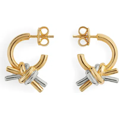 Bottega Veneta Two-tone Knot Hoop Earrings In Gold