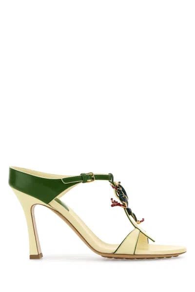 BOTTEGA VENETA TWO-TONE LEATHER RANA MULES