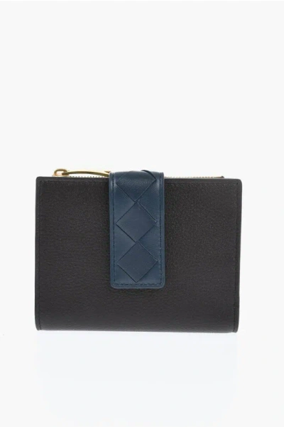 Bottega Veneta Two-tone Leather Wallet In Black