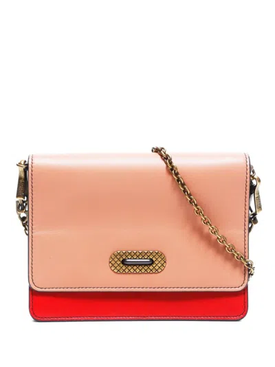 Pre-owned Bottega Veneta Two-tone Shoulder Bag In Red