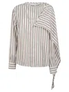 Bottega Veneta Striped Silk Shirt In White