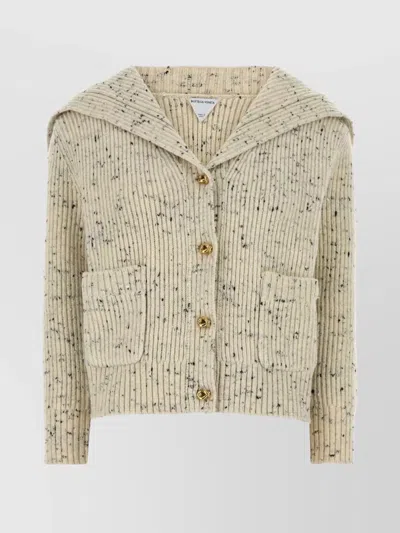 Bottega Veneta Two-tone Wool Blend Cardigan In Neutral