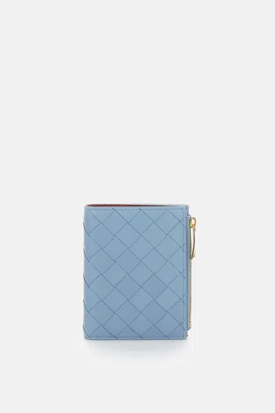 Bottega Veneta Two-tone Woven Wallet In Blue