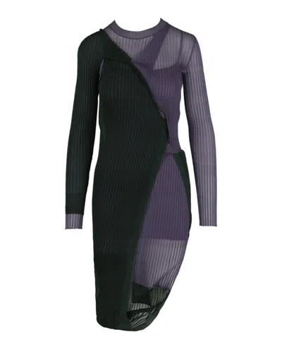 Bottega Veneta Two-toned Draped Ribbed Dress In Multi