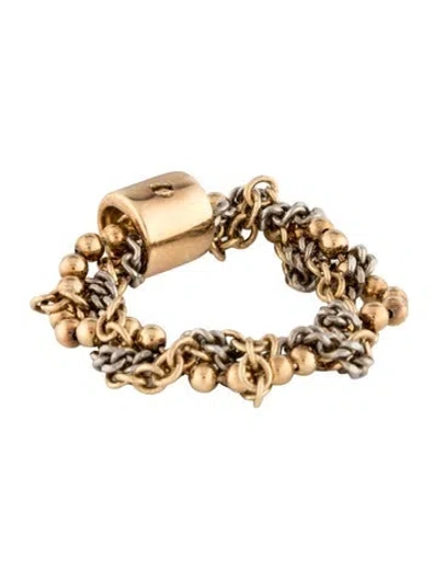 Pre-owned Bottega Veneta Two-tone Braided Band Ring In Multicolor
