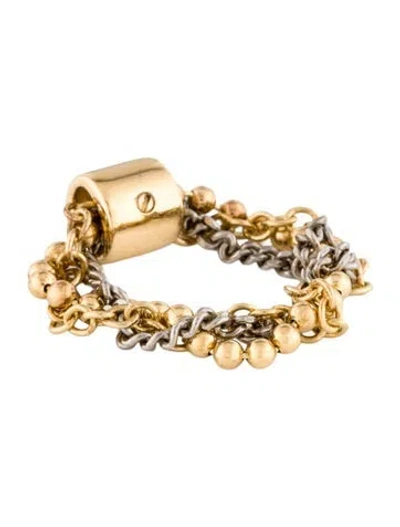 Pre-owned Bottega Veneta Two-tone Braided Band Ring In Multicolor