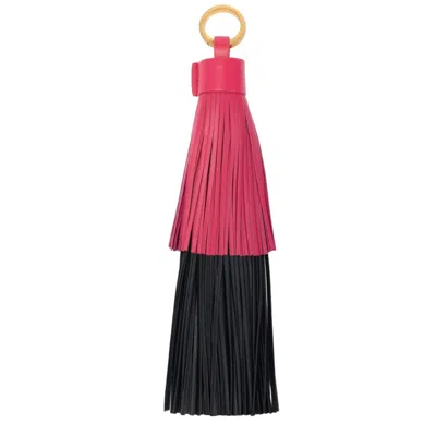 Bottega Veneta Two-tone Pleated Leather Key Case In Pink
