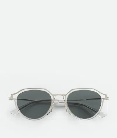 Bottega Veneta Ultrathin Panthos Sunglasses In Grey/green