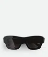 Bottega Veneta Quadratische Ultrathin Sonnenbrille In Black/black/grey