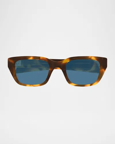 Bottega Veneta Unisex Bv1393s Acetate Rectangle Sunglasses In Brown