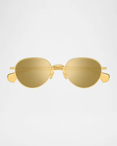 Bottega Veneta Unisex Bv1396s Metal Round Sunglasses In Gold