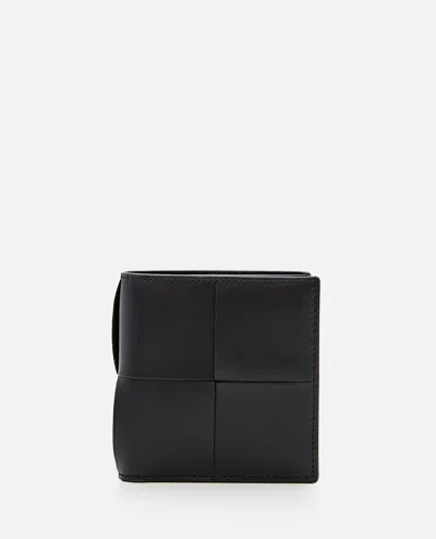 Bottega Veneta Urban Woven Leather Wallet In Black