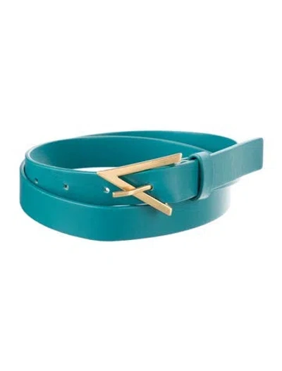 Pre-owned Bottega Veneta V Buckle Skinny Belt In Blue