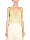 Bottega Veneta V Neck Bodycon In Yellow