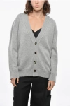 Bottega Veneta V Neck Cashmere Blend Cardigan In Gray