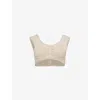 BOTTEGA VENETA BOTTEGA VENETA WOMEN'S BONE CLOUD V-NECK CROCHET-KNIT COTTON BRA