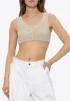 Bottega Veneta Crochet Effect Cotton Bra In Beige