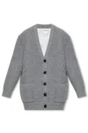Bottega Veneta V-neck Knitted Cardigan In Mediumgrey