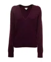 Bottega Veneta Maroon V Neck Sweater In Black