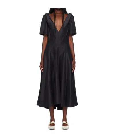 Bottega Veneta V-neck Short-sleeved Dress In Black