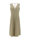 Bottega Veneta V-neck Sleeveless Midi Dress In Beige