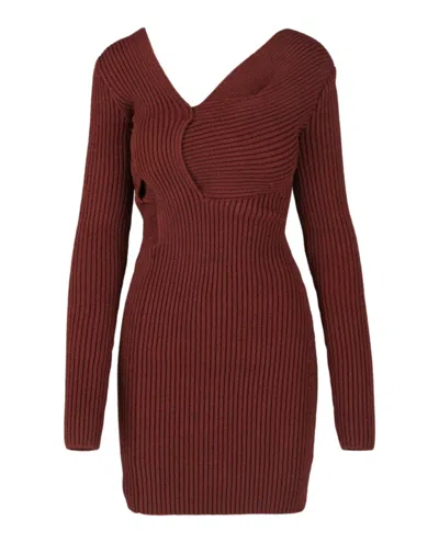 Bottega Veneta V-neck Twist Knit Sweater In Burgundy