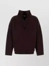 Bottega Veneta Chunky Compact Wool Blend V-neck Sweater In Burgundy