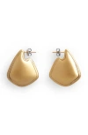 Bottega Veneta Vahuo Two-tone Fin Earrings In 8119 Silver/yellow Gold