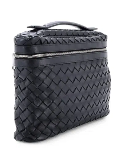 Pre-owned Bottega Veneta Vanity Case Intrecciato Leather Pouch In Black