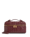 Bottega Veneta Intrecciato Leather Convertible Vanity Case In Cherry/gold
