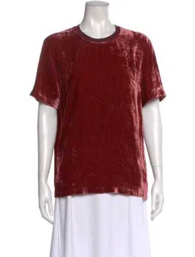 Pre-owned Bottega Veneta Velvet Crew Neck T-shirt In Burgundy