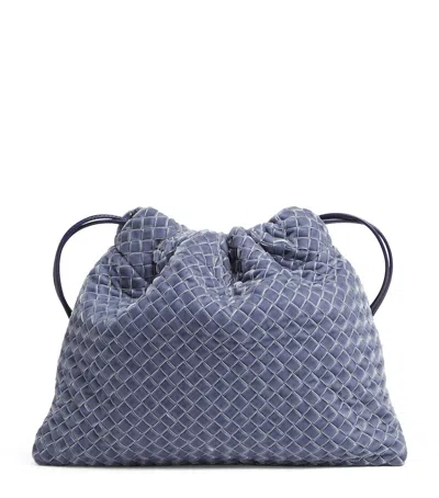 Bottega Veneta Velvet Lambskin Dustbag Shoulder Bag In Blue