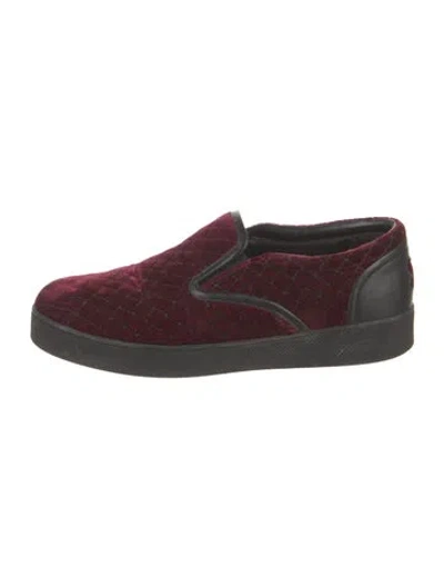 Pre-owned Bottega Veneta Velvet Loafers In Burgundy